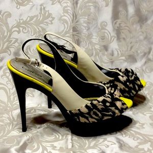 Bebe Multi Color Slingback Heels
